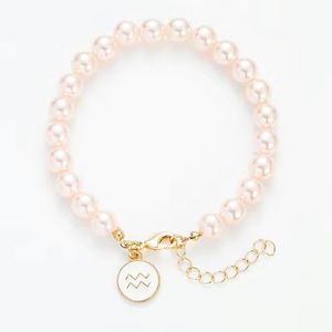 Aquarius 14k gold horoscope beaded adjustable chain bracelet
